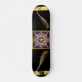 Abstraktes Personalisiertes Schwarz-Gold-Skateboar Skateboard
