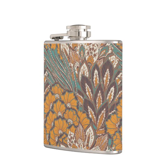 Abstraktes Pfau-Feder-Muster Flachmann (Links)