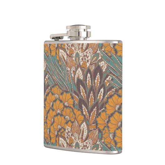 Abstraktes Pfau-Feder-Muster Flachmann (Links)