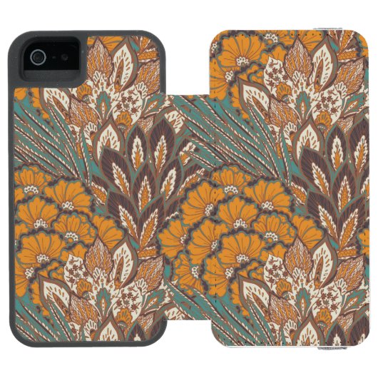 Abstraktes Pfau-Feder-Muster Incipio iPhone Geldbeutel-Hülle (Folio Geöffnet)