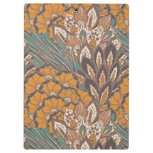 Abstraktes Pfau-Feder-Muster Klemmbrett (Rückseite)