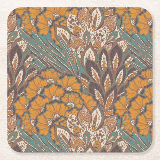 Abstraktes Pfau-Feder-Muster Rechteckiger Pappuntersetzer (Vorderseite)