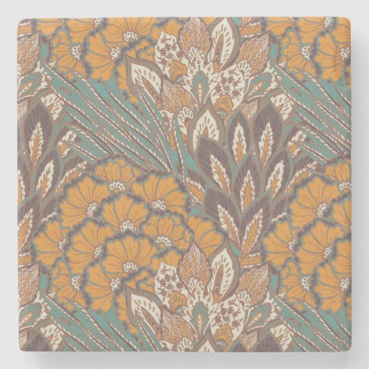 Abstraktes Pfau-Feder-Muster Steinuntersetzer (Vorderseite)