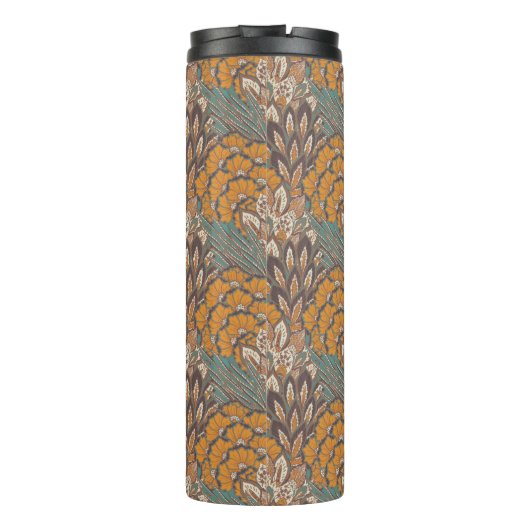 Abstraktes Pfau-Feder-Muster Thermosbecher (Rückseite)