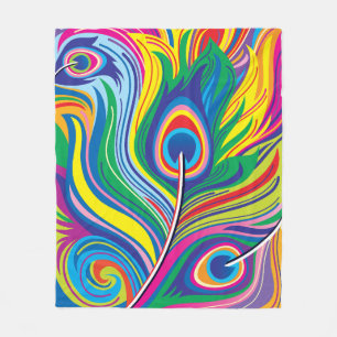 Abstraktes Pfauenfeder-Kunstwerk Fleecedecke