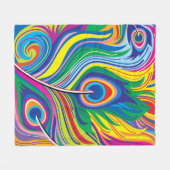 Abstraktes Pfauenfeder-Kunstwerk Fleecedecke (Vorderseite (Horizontal))