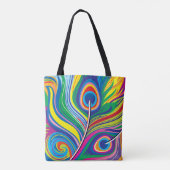 Abstraktes Pfauenfeder-Kunstwerk Tasche (Rückseite)