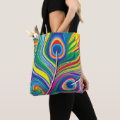 Abstraktes Pfauenfeder-Kunstwerk Tasche (Von Nahem)