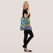 Abstraktes Pfauenfeder-Kunstwerk Tasche (Am Model)