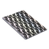 Abstraktes Pfauenfedermuster in Schwarzweiß Notizblock (Rechte Seite)