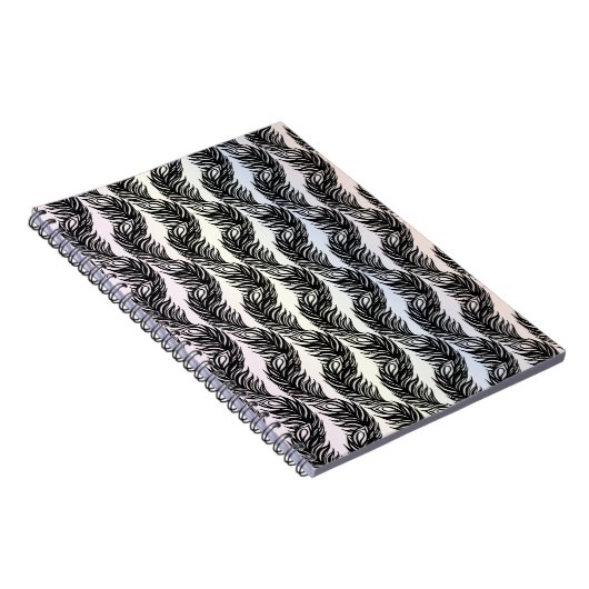 Abstraktes Pfauenfedermuster in Schwarzweiß Notizblock (Rechte Seite)