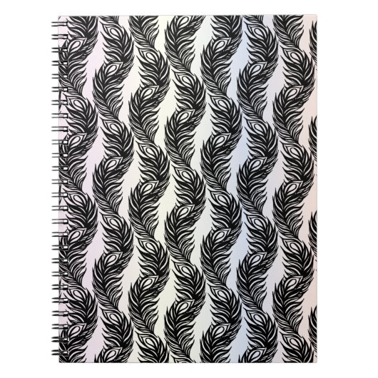 Abstraktes Pfauenfedermuster in Schwarzweiß Notizblock (Vorderseite)
