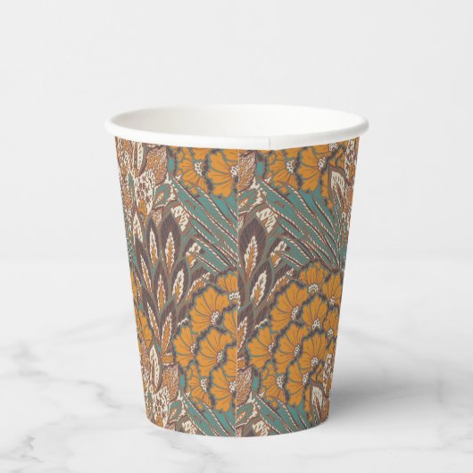 Abstraktes Pfauenfedermuster Pappbecher (Rechts)