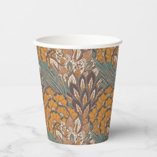 Abstraktes Pfauenfedermuster Pappbecher (Vorderseite)