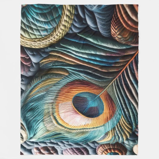 Abstraktes Pfauenfutter Fleece Blanket (Vorderseite)