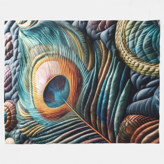 Abstraktes Pfauenfutter Fleece Blanket (Vorderseite (Horizontal))