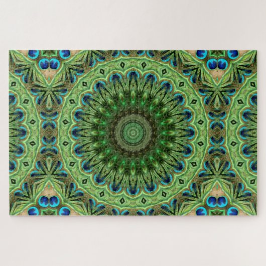 Abstraktes Pfauenmedaillendesign Puzzle (Horizontal)