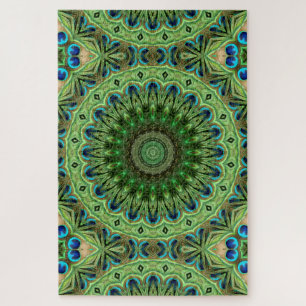 Abstraktes Pfauenmedaillendesign Puzzle