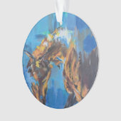 Abstraktes Pferd Blau Malerei Ornament (Vorderseite)