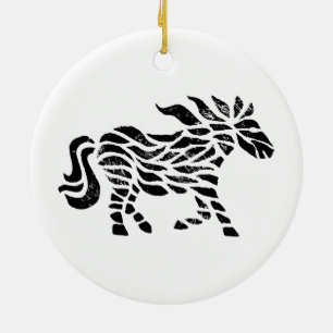 Abstraktes Pferd Holzblock drucken Keramik Ornament