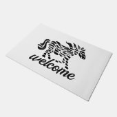 Abstraktes Pferd Holzblock Print und "Willkommen" Fußmatte (Schrägansicht)