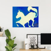 Abstraktes Pferd in Blau und Weiß Poster (Heimbüro)