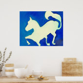Abstraktes Pferd in Blau und Weiß Poster (Küche)
