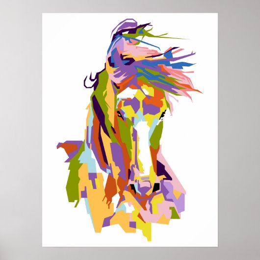 Abstraktes Pferd in WPAP Poster (Vorne)