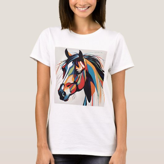 Abstraktes Pferd Mustang Pony Bronco Colt T-Shirt (Vorderseite)