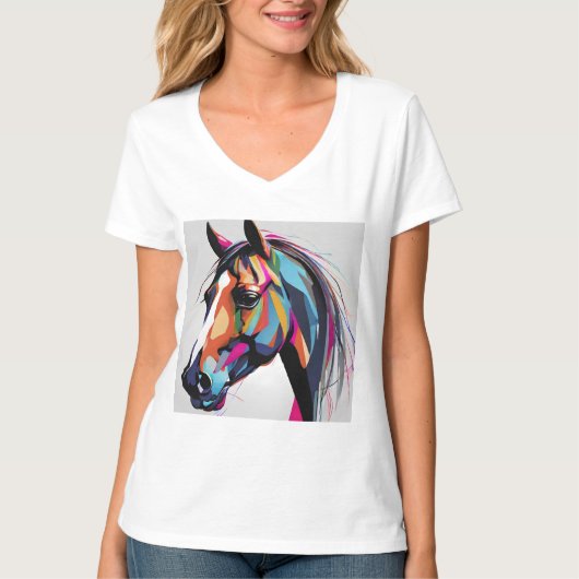 Abstraktes Pferd Mustang Pony Bronco Colt T-Shirt (Vorderseite)