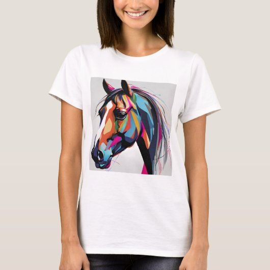 Abstraktes Pferd Mustang Pony Bronco Colt T-Shirt (Vorderseite)