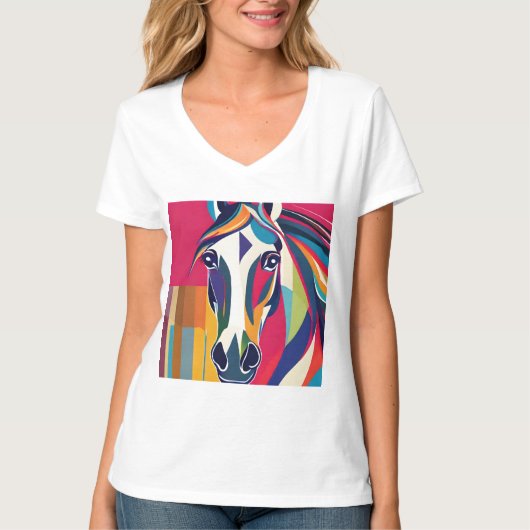 Abstraktes Pferd Mustang Pony Bronco Colt T-Shirt (Vorderseite)