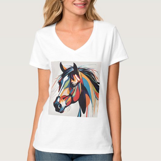 Abstraktes Pferd Mustang Pony Bronco Colt T-Shirt (Vorderseite)
