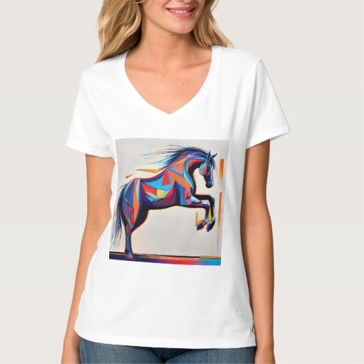 Abstraktes Pferd Mustang Pony Bronco Colt T-Shirt (Vorderseite)