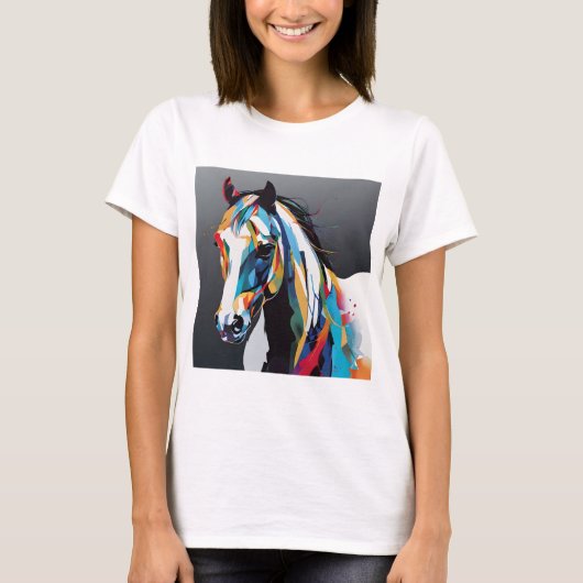 Abstraktes Pferd Mustang Pony Bronco Colt T-Shirt (Vorderseite)