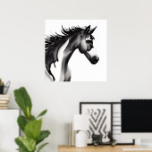 Abstraktes Pferd | Schwarz und Weiß Poster (Heimbüro)
