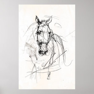 Abstraktes Pferdeschild Sketch - Premium Poster