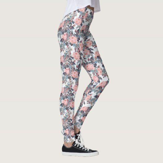 Abstraktes Pfirsich-Rosen-Design Leggings (Rechts)