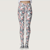 Abstraktes Pfirsich-Rosen-Design Leggings (Vorderseite)