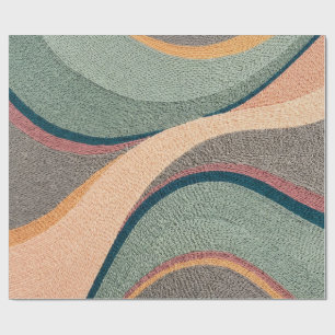 Abstraktes Pfirsich-Teal-Dünen-Kurven-Geschenkpapi Geschenkpapier