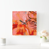 Abstraktes Pfirsich zeichnend leicht geschnitzt un Quadratische Wanduhr (Zuhause)