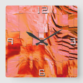 Abstraktes Pfirsich zeichnend leicht geschnitzt un Quadratische Wanduhr