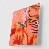 Abstraktes Pfirsich zeichnend leicht geschnitzt un Quadratische Wanduhr (Winkel)