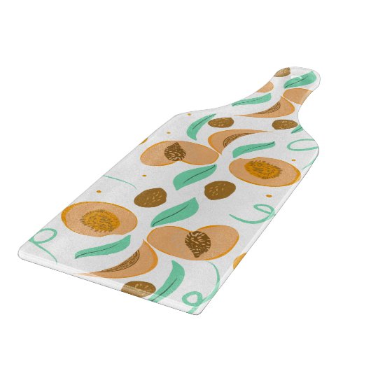 Abstraktes Pfirsichfruchtscheiben Handgezeichnetes Schneidebrett (Ecke)