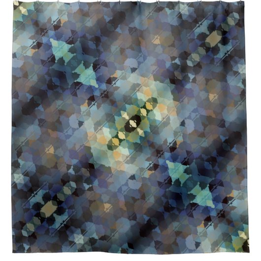 Abstraktes Pflaumenaqua und Golddreiecke Duschvorhang (Vorderseite)