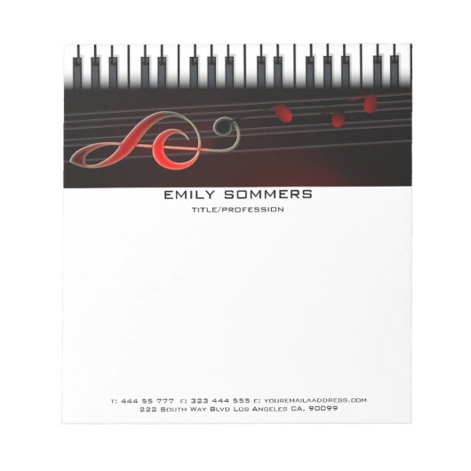 Abstraktes Piano & Clef Notizblock (Vorderseite)