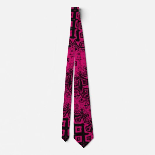 Abstraktes Pink Black Punk Grunge Pattern Krawatte (Rückseite)