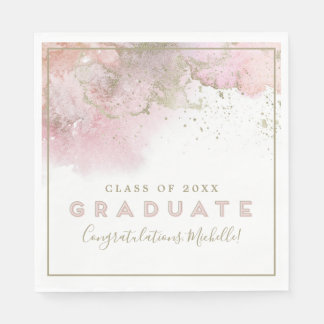 Abstraktes Pink & Gold Graduiertenpapier Napkin Serviette