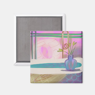 Abstraktes Pink Interieur Bouquet Originelle Kunst Magnet