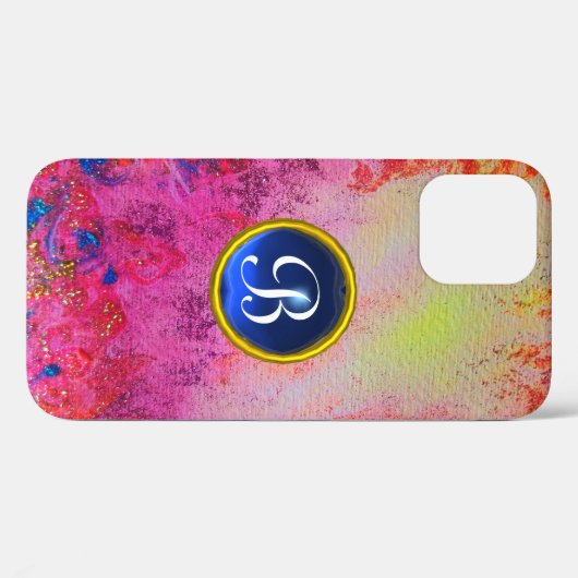 ABSTRAKTES PINK LILA BLUE GEM MONOGRAM iPho Case-Mate iPhone Hülle (Rückseite (Horizontal))